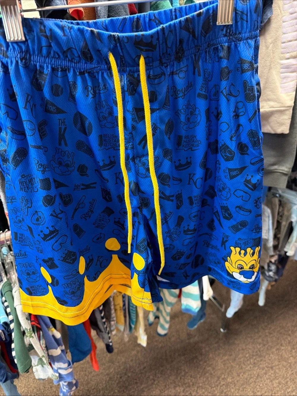 Youth XL- KC Royals Sluggerrr Mascot Baseball Shorts- Limited Edition